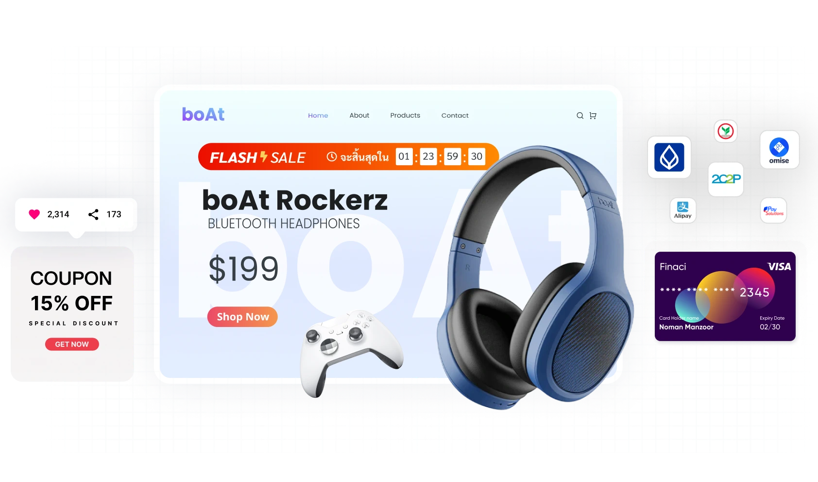 จุดเด่นสำคัญของฟีเจอร์ระบบร้านค้าออนไลน์สำหรับการทำเว็บไซต์ขายสินค้า รองรับการชำระเงิน การจัดส่งและการทำโปรโมชั่น บนระบบทำเว็บไซต์สำเร็จรูป MakeWebEasy Version4